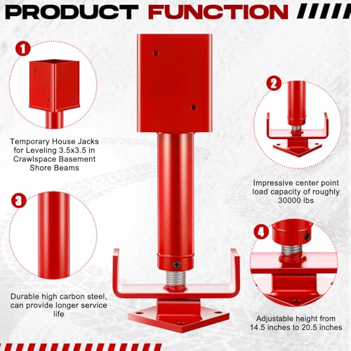 Zonon 2 Pack 4x4 Adjustable Screw Jack Post, 14.5" - 20.5" Height Range