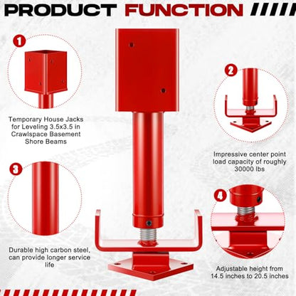 Zonon 2 Pack 4x4 Adjustable Screw Jack Post, 14.5" - 20.5" Height Range
