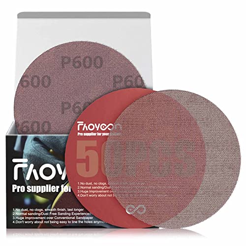 5 Inch Sanding Mesh | Micro Mesh Hook and Loop Sanding Discs | Dust Free Net Sandpaper | 50 Pack 600 Grit | Wet and Dry Sanding Screen | Anti-Clog and Last Longer - style: 600 Grit