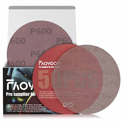 5 Inch Sanding Mesh | Micro Mesh Hook and Loop Sanding Discs | Dust Free Net Sandpaper | 50 Pack 600 Grit | Wet and Dry Sanding Screen | Anti-Clog and Last Longer - style: 600 Grit