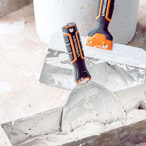 VANQUISH Stainless Steel 3 Inch Putty Knife Scraper with Soft Grip Handle and Metal Hammer End (3565) - size: 3 Inch