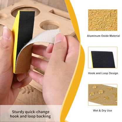 120Pcs 40–800 Grit Micro Sander Kit for Wood, Tight Spaces - style: Yellow(Grit40-800)
