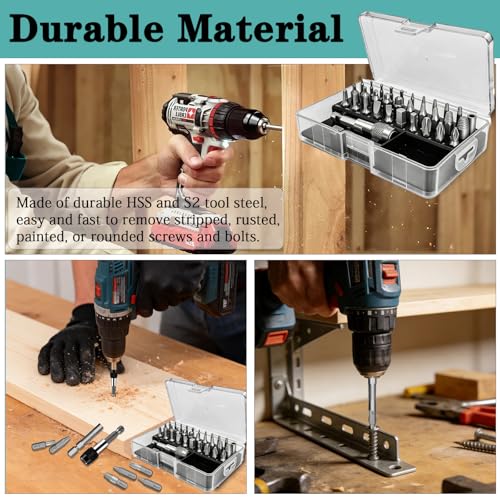 33PCS Damaged Screw Extractor Set,Stripped Screw Extractor Kit with Magnetic Extension Shaft & Socket Adapter, Stripped Screw Remover Kit – Extract Rusty, Broken Screws Easily for DIY Garden Wood