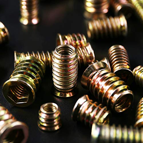 Glarks 50Pcs 5/16"-18 x 15mm Threaded Inserts Nuts Zinc Plated Carbon Steel Hex Socket Drive Furniture Flanged Screw-in Nut with M8 Hex Wrench for Wood Furniture (5/16''-18 x 15mm) - size: 5/16"-18 x 15mm
