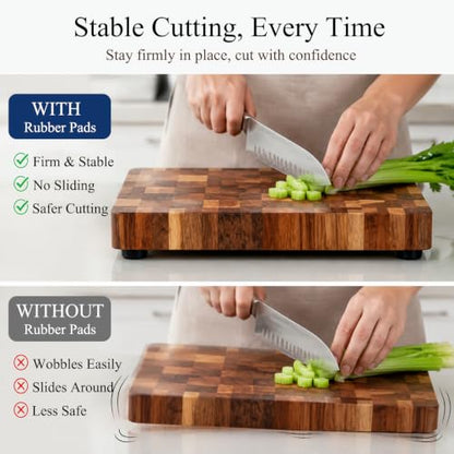 Screw or Adhesive Rubber Feet for Cutting Board, 26 Pack 3 Size Set