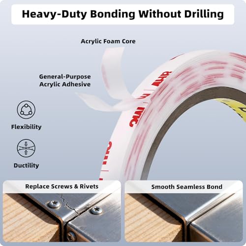 3M Double Sided Tape 1/4''x15.4Ft, White 4950 0.043in Thick Heavy Duty - color: White, size: 0.25" x 15.4Ft