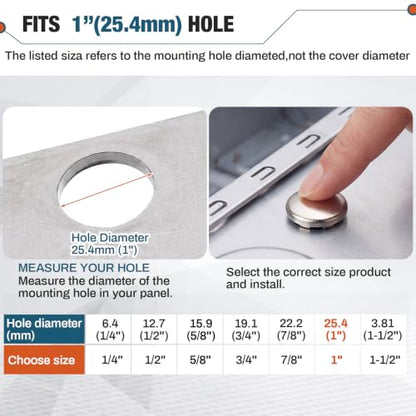 Hicarer 15 Pack Fit 1"(25.4mm) Hole Metal Hole Plugs - color: Silver, size: 1 Inch (25.4 Mm)