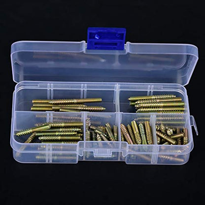 110pcs M4 Double Ended Screws, Dowel Screws Hanger Bolts for Curtain Pole Ends Furniture Connector, Stainless Steel Threaded Studs for Woodworking and Metal Applications
