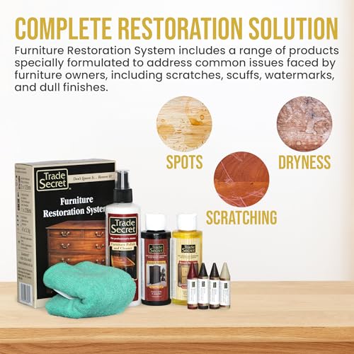 Trade Secret Wood Furniture Repair Kit with Polish, Sticks and Cloth - color: Light and Dark Wood