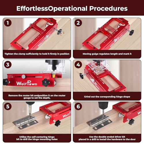 Door Hinge Jig,Aluminum Alloy Door Hinge Jig Kit for Router