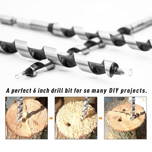 7/16 Inch x 6 Inch Long Ship Auger Drill Bit Set for Wood - size: 7/16"x6"