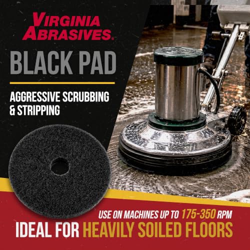 Black Floor Maintenance Pads, Heavy-Duty Stripping & Scrubbing, 15", 5 Pack - color: Black, size: 15"