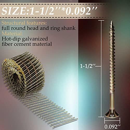 Hotop 3600 Count 15-degree Coil Siding Nails, Wire Collated, 1 1/2 Inch - size: 1 1/2 Inch