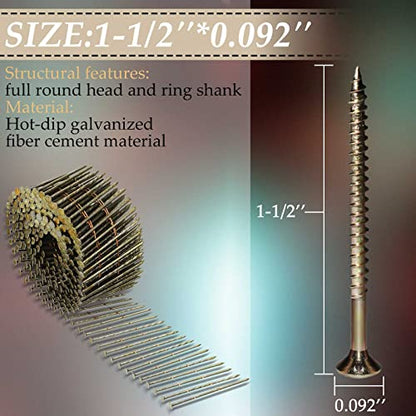 Hotop 3600 Count 15-degree Coil Siding Nails, Wire Collated, 1 1/2 Inch - size: 1 1/2 Inch
