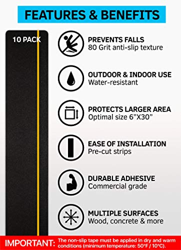 6”x30” Non-Slip Stair Treads Outdoor – (10-Pack) Reflective Anti-Slip Tape - size: 6"x30" Reflective