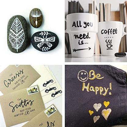 Overseas White Paint Pens Permanent Markers, 3 Oil Based Paint Makrers - color: White