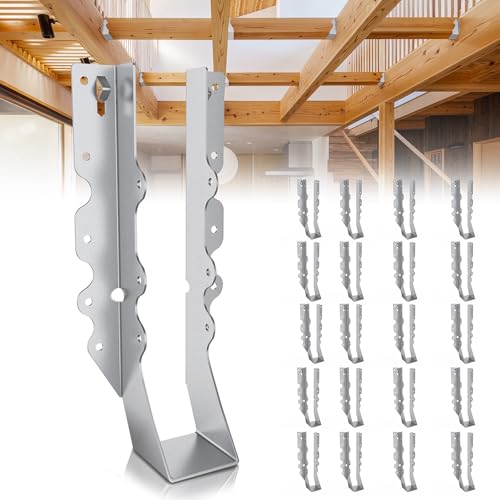 20 Pcs 2x10 Joist Hangers,18 Gauge Metal Face Mount Joist Hanger, Lu210 Joist Hangers Galvanized, Hurricane Ties for Rafter, Rafter Brackets 2x10 for Deck,Floor,Roof Overhang and Ceiling Joist - size: 20 Pcs 2x10 Joist Hanger, style: Silver