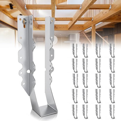20 Pcs 2x10 Joist Hangers,18 Gauge Metal Face Mount Joist Hanger, Lu210 Joist Hangers Galvanized, Hurricane Ties for Rafter, Rafter Brackets 2x10 for Deck,Floor,Roof Overhang and Ceiling Joist - size: 20 Pcs 2x10 Joist Hanger, style: Silver