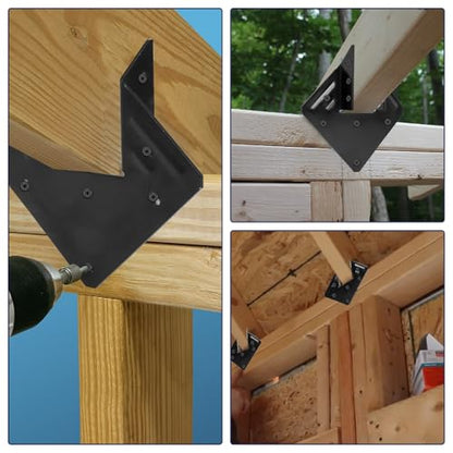 20 Pcs Black Hurricane Tie 14 Gauge Joist Hangers Fit 2x4 2x6 Truss - style: 20 Pack
