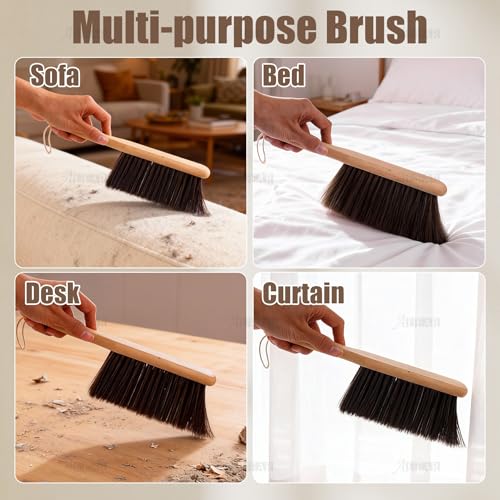 AUEAR, Wood Dusting Brush Cleaning Duster 11.4 Inches Fiber Bench Brushes for Home Kitchen Bedroom