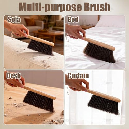 AUEAR, Wood Dusting Brush Cleaning Duster 11.4 Inches Fiber Bench Brushes for Home Kitchen Bedroom