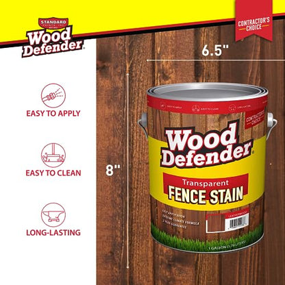 Wood Defender Transparent Fence Stain and Seal, Cedar Tone, 1-Gallon - color: Cedar Tone, size: 1 Gallon