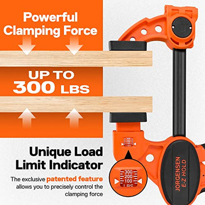 JORGENSEN E-Z Hold 2-Pack 12" 300LBS Load Indicator Woodworking Bar Clamps