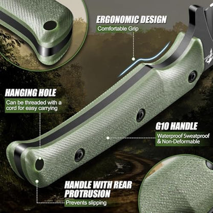Purple Dragon Fixed Blade Knife - Full Tang Hunting Knife Green - size: 3 inch