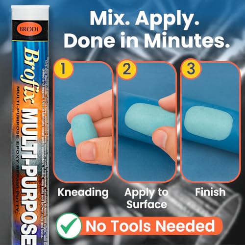 Brofix ePoxy Putty, Industrial-Strength, Heat & Pressure Resistant, Waterproof, Color-Matching, Fast-Setting, Drillable, Sandable & Paintable (Multi Purpose) - size: Multi Purpose