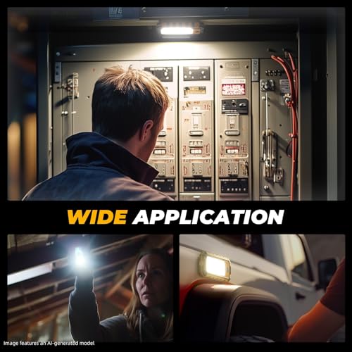 Molrebe Rechargeable LED Work Light 2 Pack, 1500LM Magnetic Flashlight