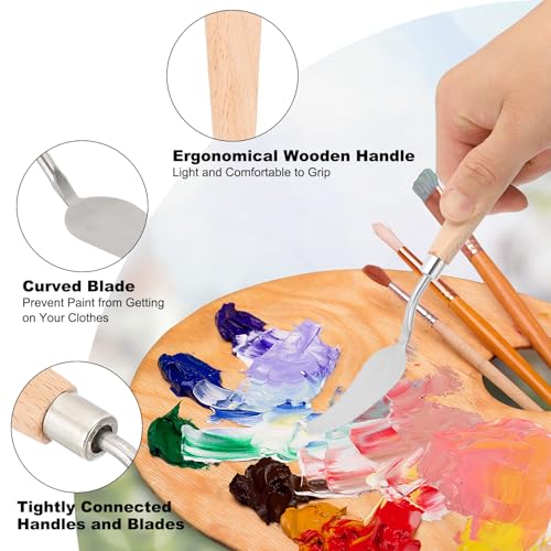 PATIKIL Art Spatula, No.12 22mm Stainless Steel Flexible Palette Knife Painting Knife Painting Spatula Oil Painting Mixing Scraper with Wood Handle for Canvas Acrylic Painting, Brown - style: No.12