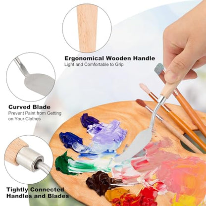 PATIKIL Art Spatula, No.12 22mm Stainless Steel Flexible Palette Knife Painting Knife Painting Spatula Oil Painting Mixing Scraper with Wood Handle for Canvas Acrylic Painting, Brown - style: No.12
