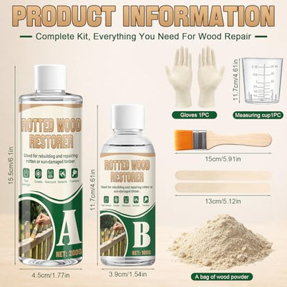 JAOJAO Epoxy Wood Filler with Epoxy Resin and Hardener, Wood Flour