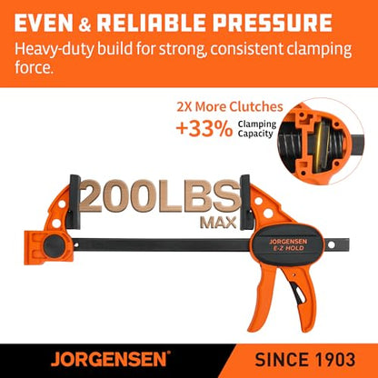 JORGENSEN E-Z Hold 4-Pack 6" 200LBS Light Duty Woodworking Bar Clamps - size: 4 Count (Pack of 1)