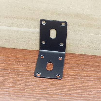 4PCS L Bracket Corner Brace, ULIFESTAR Stainless Steel Heavy Duty Black Corner Bracket,90 Degree Joint Right Angle Bracket,Metal L Brackets for Wood Furniture Bedframe Cabinet Drawer Chair with Screws - size: 70x70x1.8mm/2.8x2.8x0.1'' 8+2 Holes