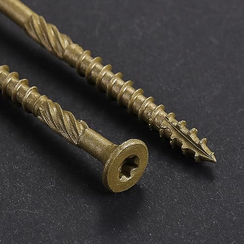Wensilon #14 * 8" Extended Deck Screws, 38pcs 2lbs 6.3x200mm Lag Screws - color: Yellow, size: 14*8