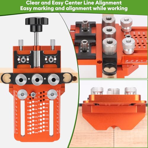 Dowel Jig Kit with Quick Positive Stop & Clamp, ADJ Doweling Jig
