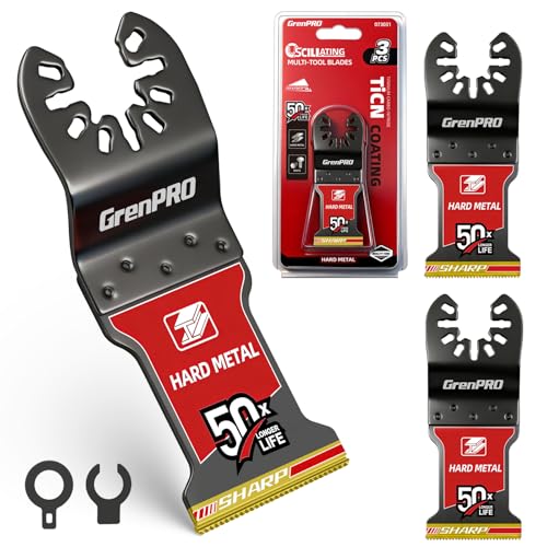 GRENPRO 3-Pack TiCN Carbide Oscillating Saw Blades for Metal Cutting