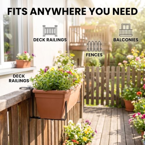 Window Box Brackets Adjustable for Deck Railing