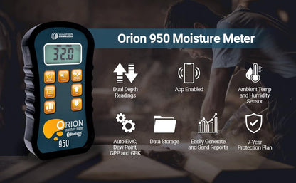 Orion® 950 Pinless Wood Moisture Meter by Wagner Meters I Accurate, Non-Damaging, Dual Depth Lumber Moisture Measurement, Bluetooth, Auto EMC, GPP/GPK & Dew Point Calculations (NIST Traceable) - size: Traceable Calibrator - NIST