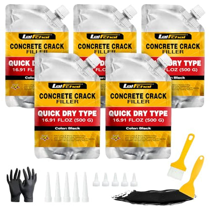 Asphalt Crack Sealant, Cement Crack Filler, High Elasticity Self Leveling Caulking Glue, Waterproof Concrete Repair for Driveways, Walkway, Patio, Joint, Indoor and Outdoor (5 Pack - 5.5LB) - style: 5 Pack - 5.5LB