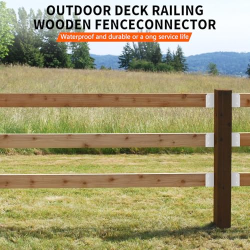 24Pcs Deck Railing Bracket Connectors,Heavy Duty Steel Concealed Brackets with Screws for 2"x4" (Actual 1.5"x3.5") Wood Beam,White Horizontal Brackets for Pavilion,Wood Fence,Porch,Log Cabins - size: Parallel