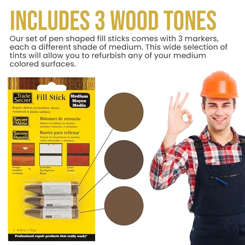 Wood Scratch Repair Fill Stick, Medium Toned Surfaces, 3-Pack - color: Medium Tones