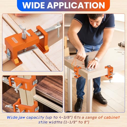 Cabinet Clamps 4 Pack, Protective Pads Included (4, Orange) - color: Orange
