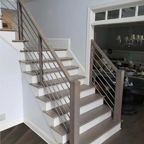 5 Foot x 5/8-inch Round Horizontal Bar Baluster for Stair Remodel- 304 Stainless Steel Hollow Staircase Metal Spindles for Indoor Staircase-5 Pack - size: Stainless Steel-5 Feet-1mm
