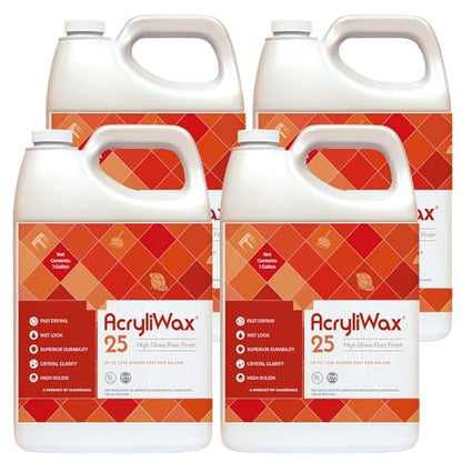 Acryliwax 25 High Solids & High Gloss Commercial Floor Wax & Finish - Case of 4 Gallons… - size: 128 Fl Oz (Pack of 4)