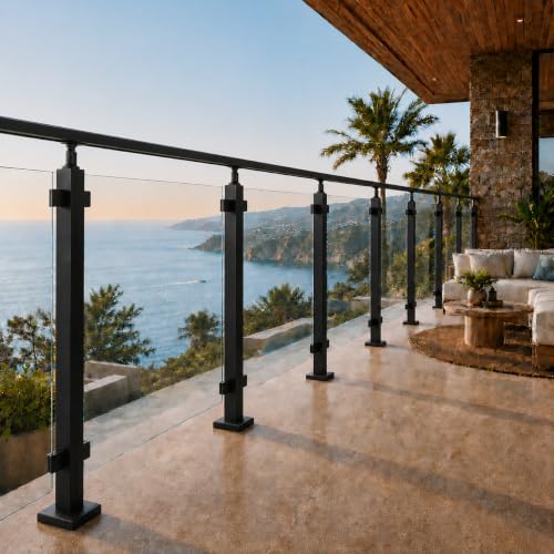 42-Inch Glass Railing Middle Post, 50mm, Black (LIUCHONGYANG99) - size: 50MM*50MM, style: BLACK-Middle Post