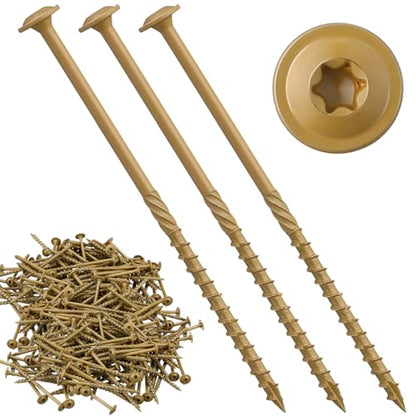 Threlaco 200 Pcs #14 x 6 Inch Wood Screws Structural Lag Screws, Yellow - color: Yellow, size: #14 x 6 inch