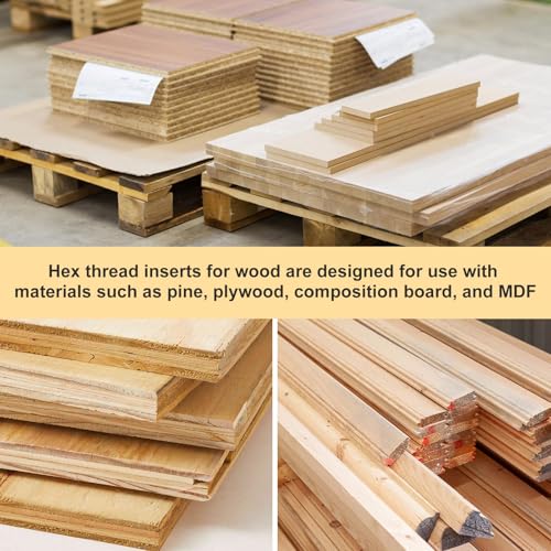 1/4-20 Threaded Inserts for Soft Wood 50 Pcs