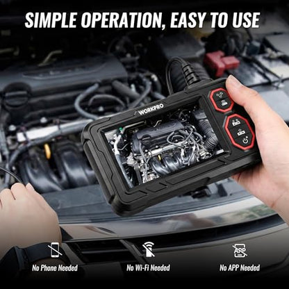 WORKPRO 4.3" Endoscope Camera with Light, 1920P HD Dual Lens Borescope